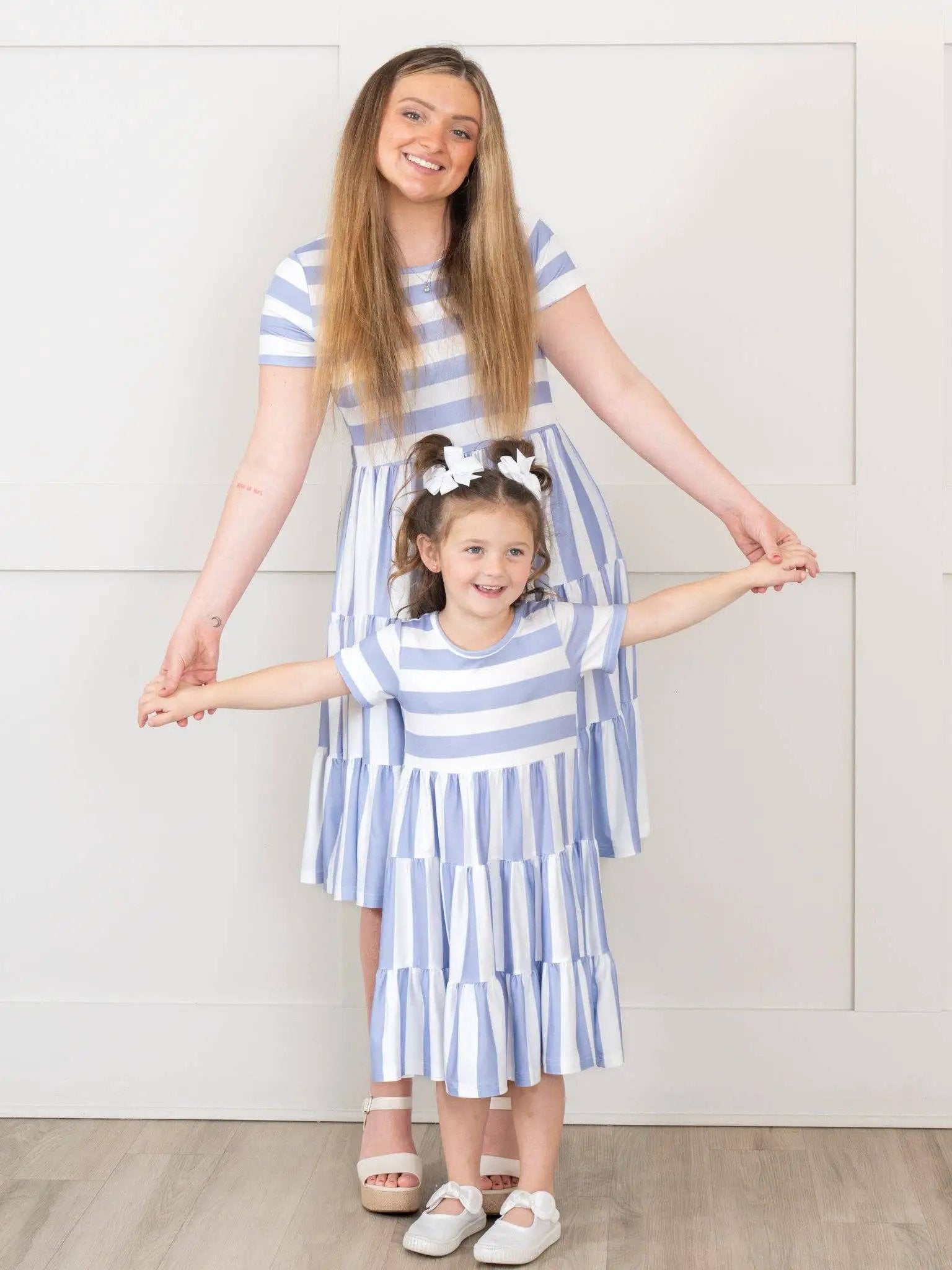 Marie Nicole Clothing Marie Nicole Clothing - Periwinkle Striped Swing Dress - MOMMY - Dresses