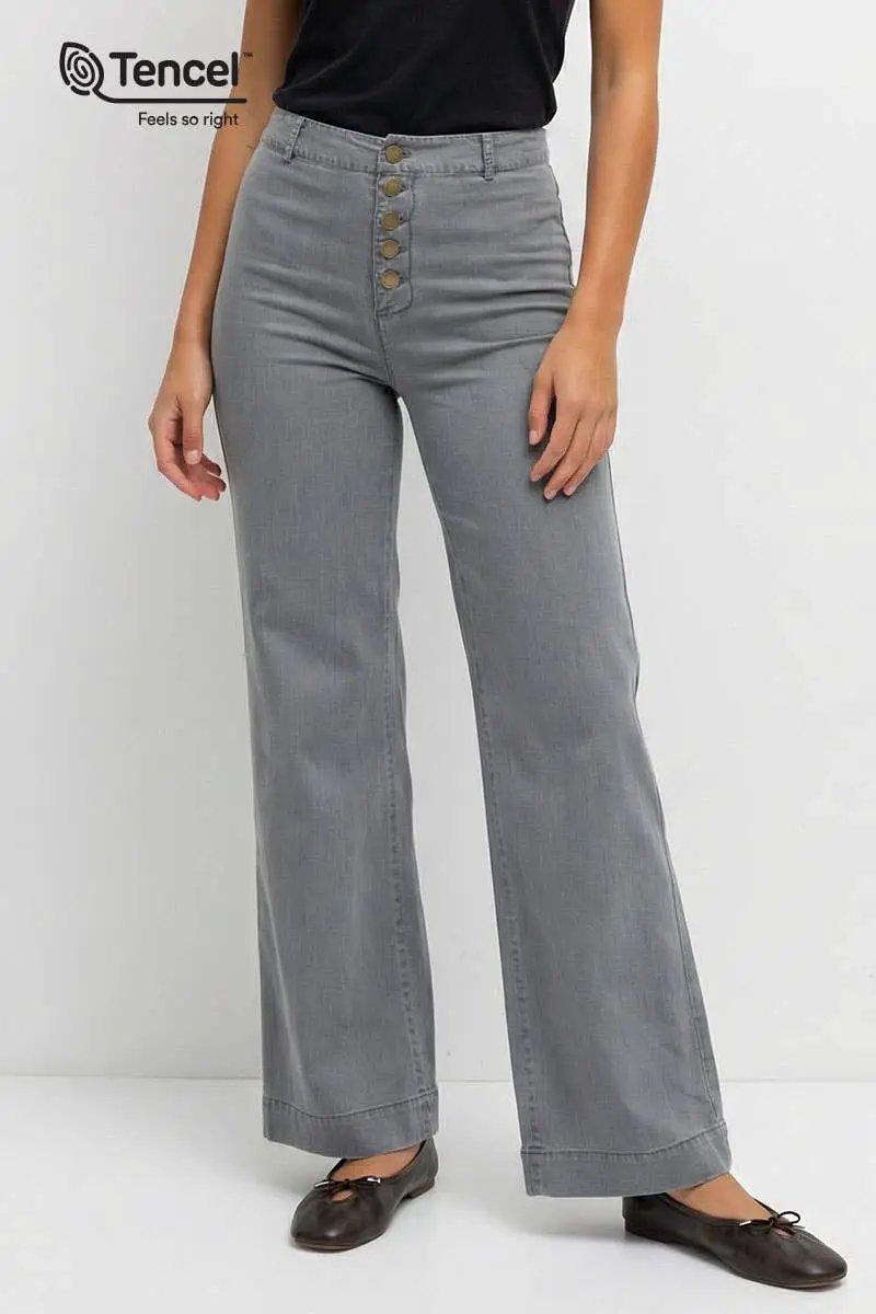 Naked Zebra The Tencel Wide-leg High Waisted Pants: Vintage Black - Pants