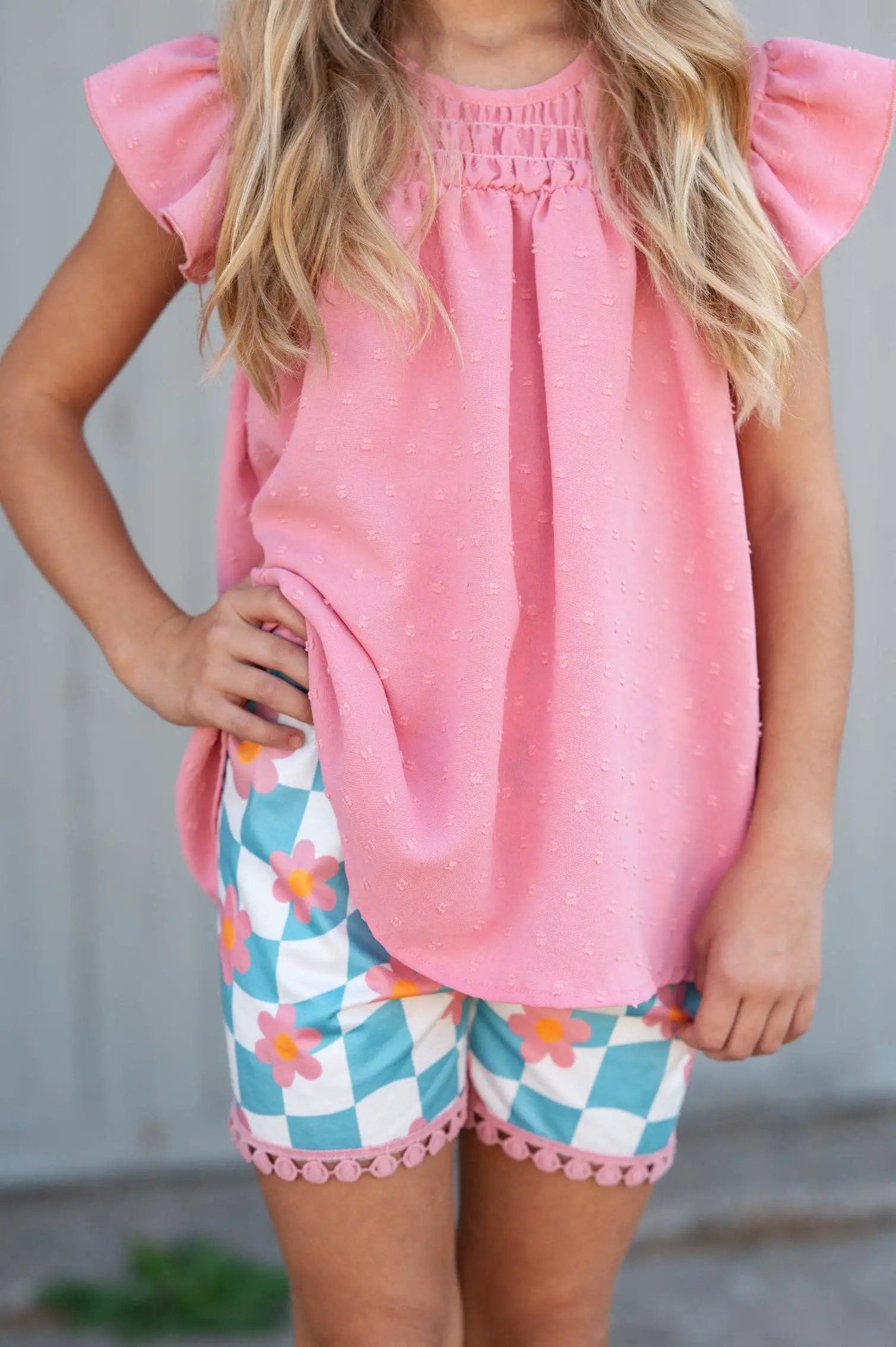 Adorable Sweetness The Pink Daisy Check Dreams Set - Outfit Sets