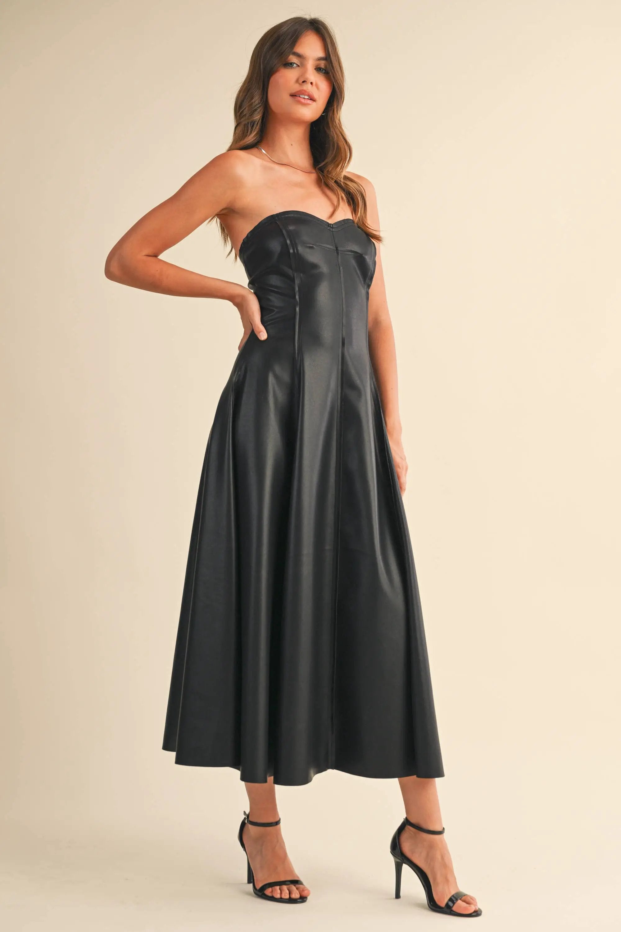 Klesis The After Dark Faux Leather Midi Dress - Dresses