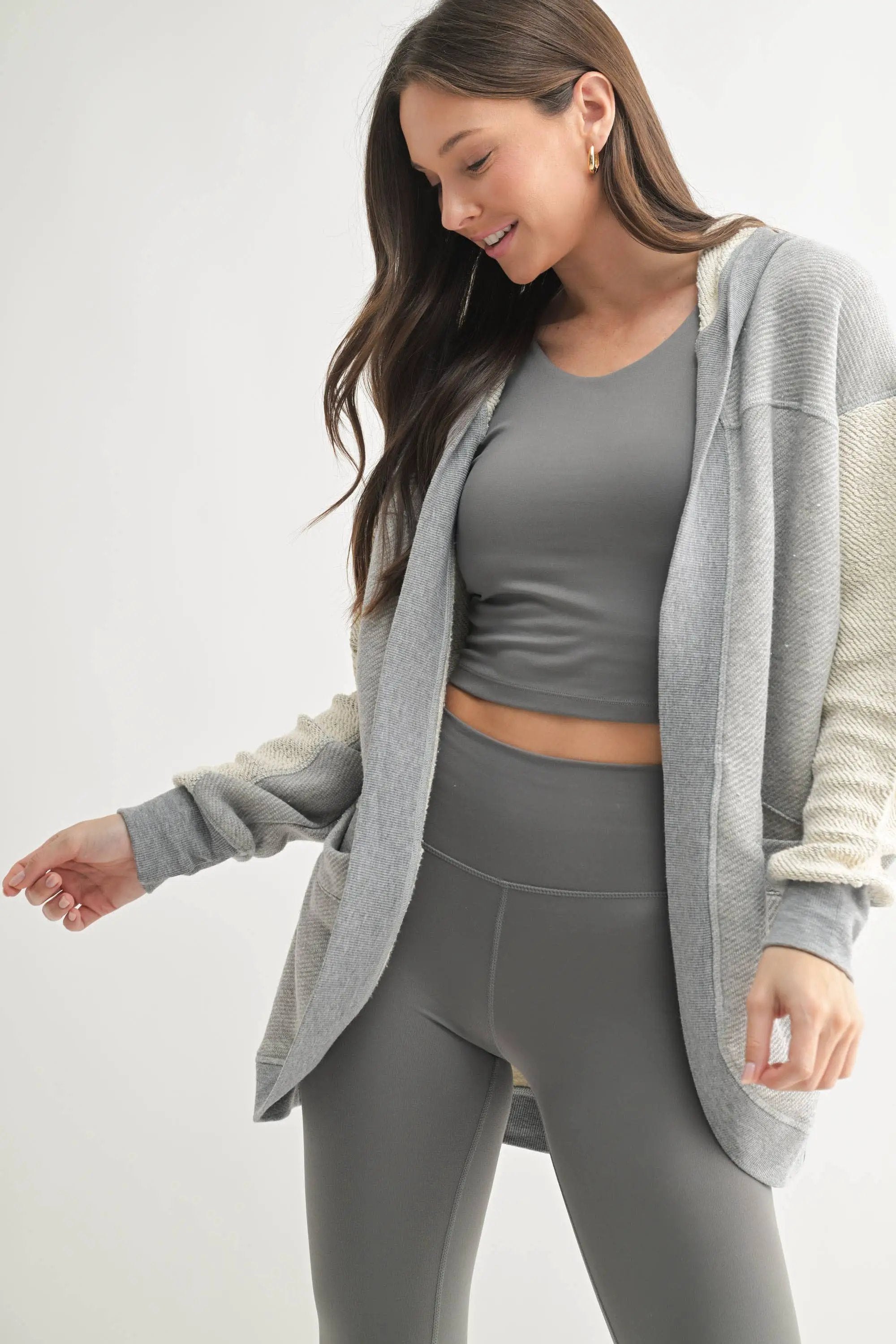 Mono B Mono B - Driftwood Hooded Cardigan in Heather Grey - Cardigans Mono B - Driftwood Hooded Cardigan