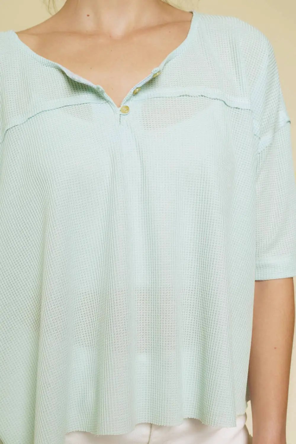 Mystree Mystree - Easy Does It Oversized Henley Top - Shirts