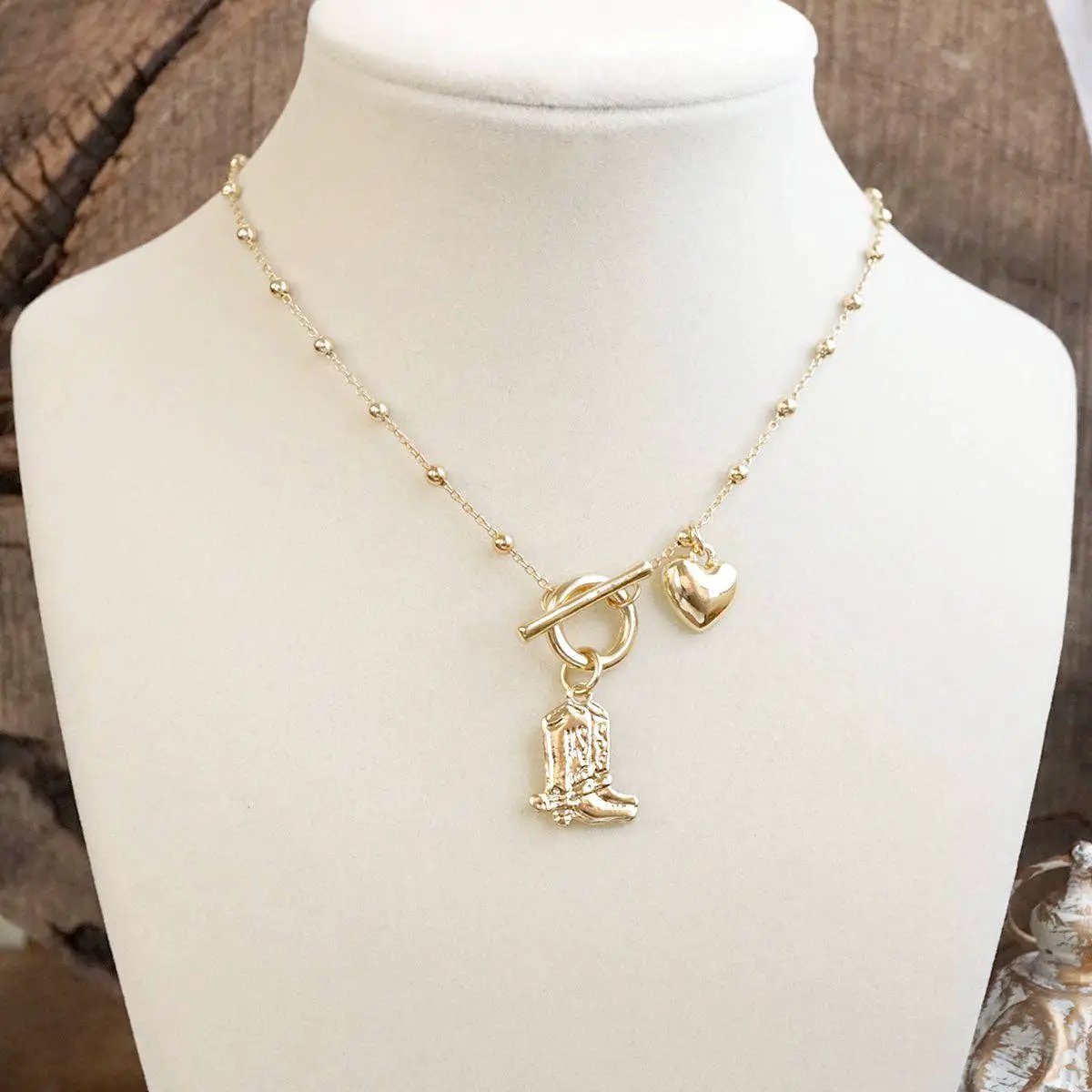 PennyLine inc The Cowgirl Heart Gold Charm Necklace - Necklaces