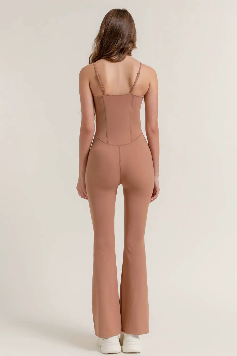 Active Basic | Active USA Active Basic | Active USA - Activewear Cami Flare Jumpsuit in mocha - Leotards & Unitards Activewear Cami Flare Jumpsuit