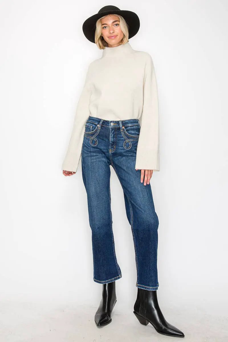 ARTEMIS VINTAGE Artemis Vintage Tummy Control Western Detail Straight PLUS Jeans - Jeans