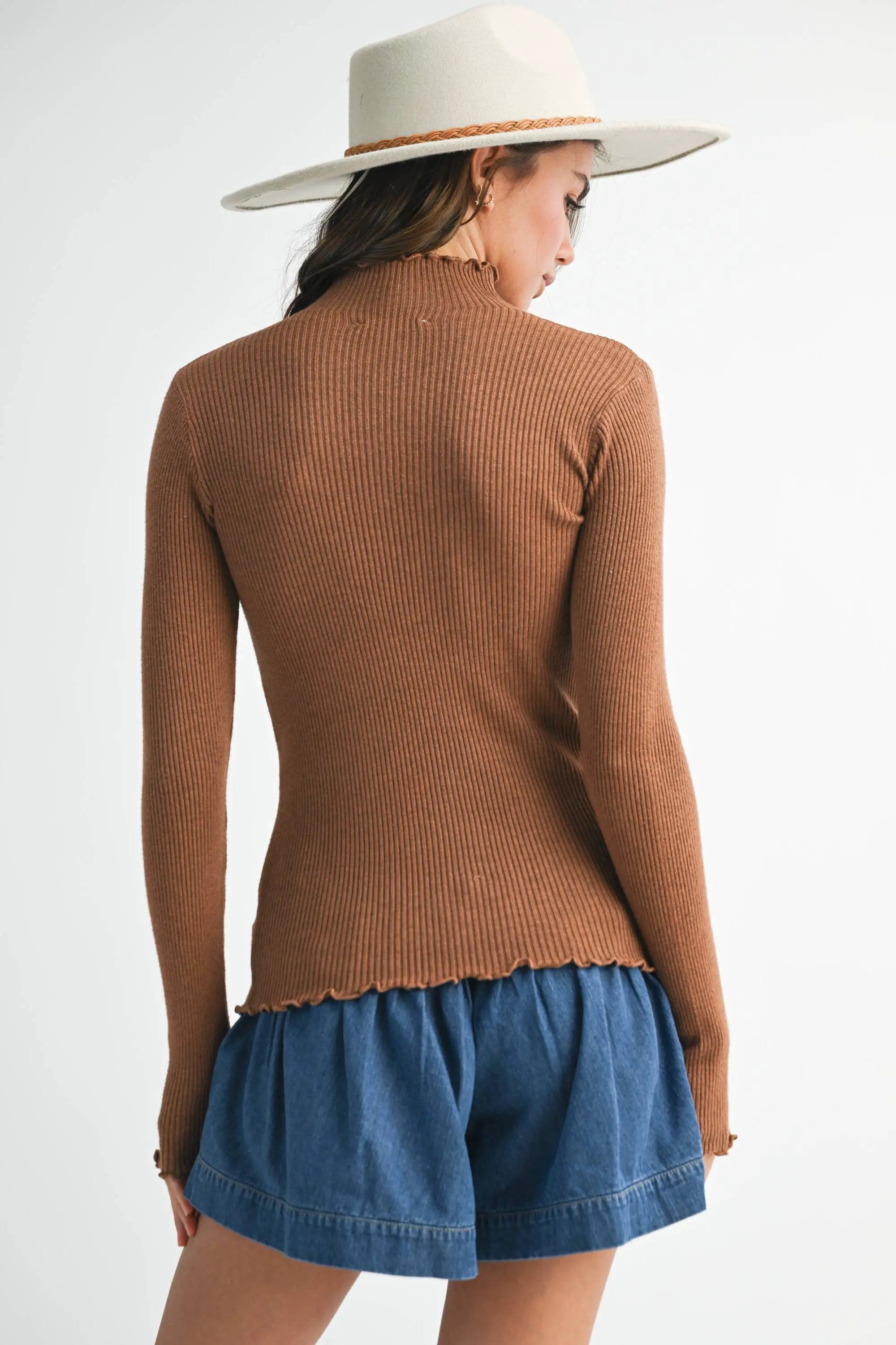 AEMI + CO The Marcey Knit Sweater: Caramel - Sweaters