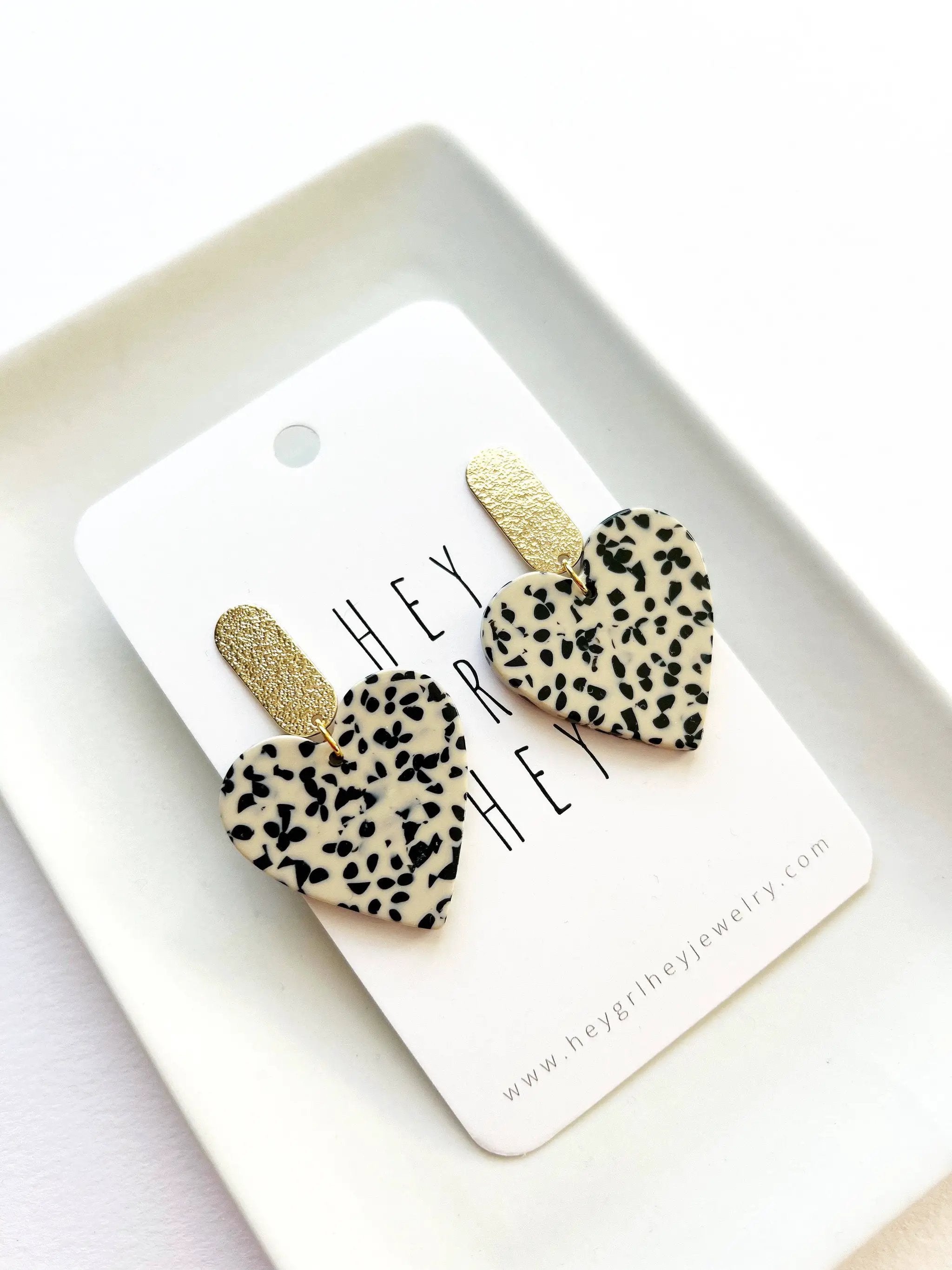 Hey Grl Hey Jewelry The Dalmatian Heart Earrings - Earrings