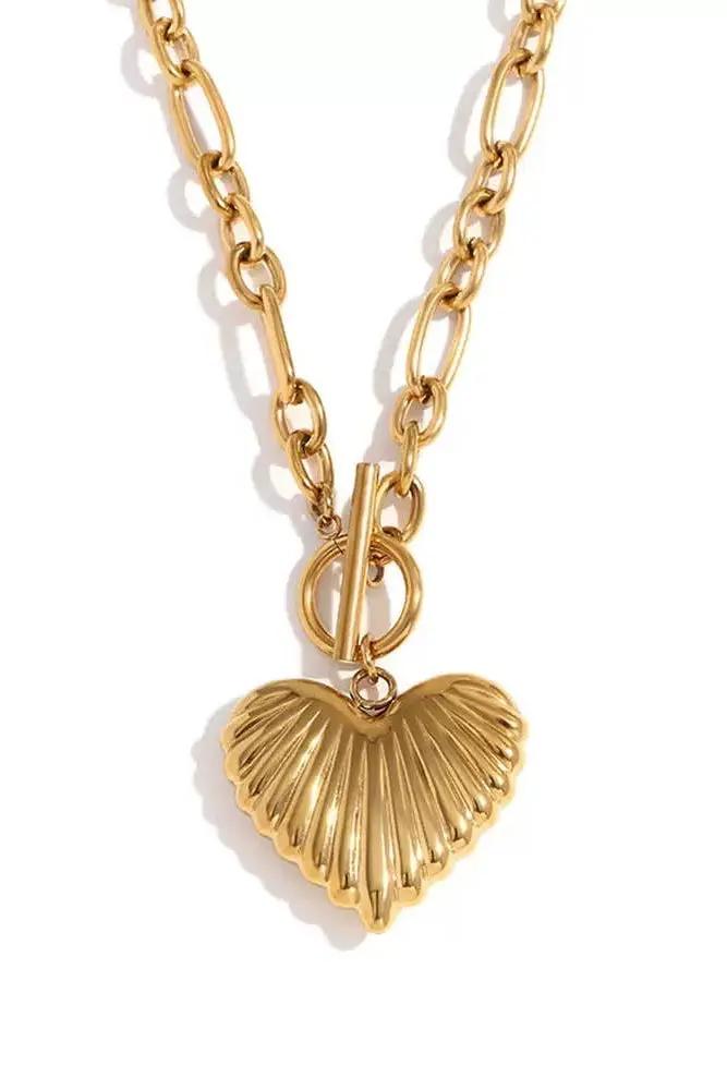 Savvy Bling The Golden Tide Heart Toggle Necklace (Water Resistant) - Necklaces