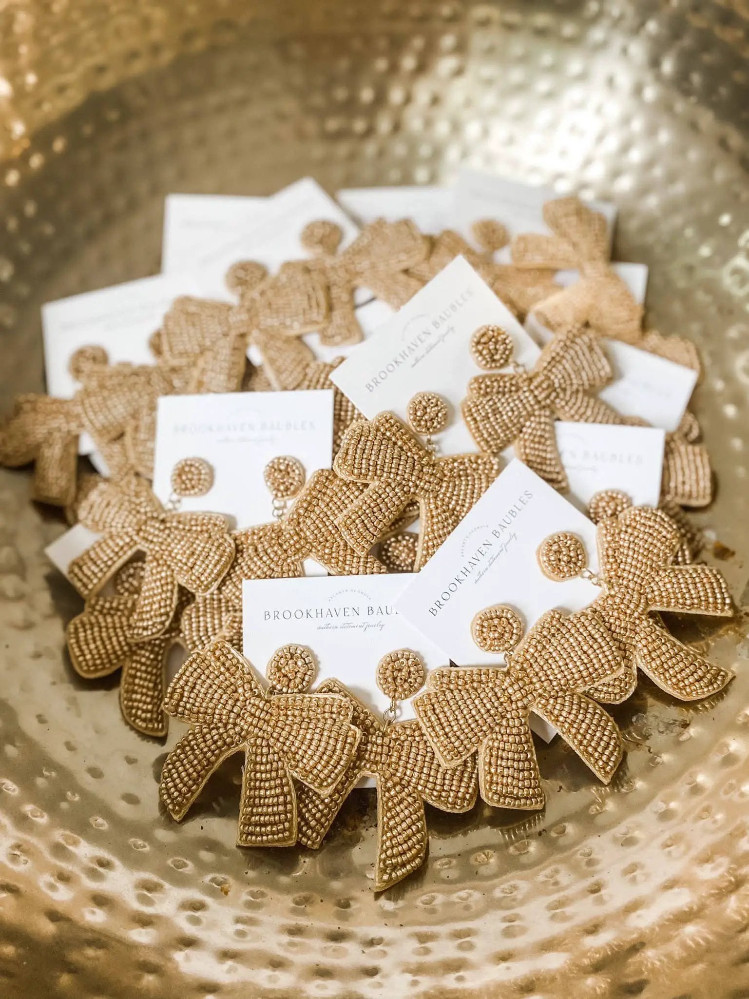 Brookhaven Baubles Gold Bow Beaded Statement Earrings - Earrings gold bow statement earrings