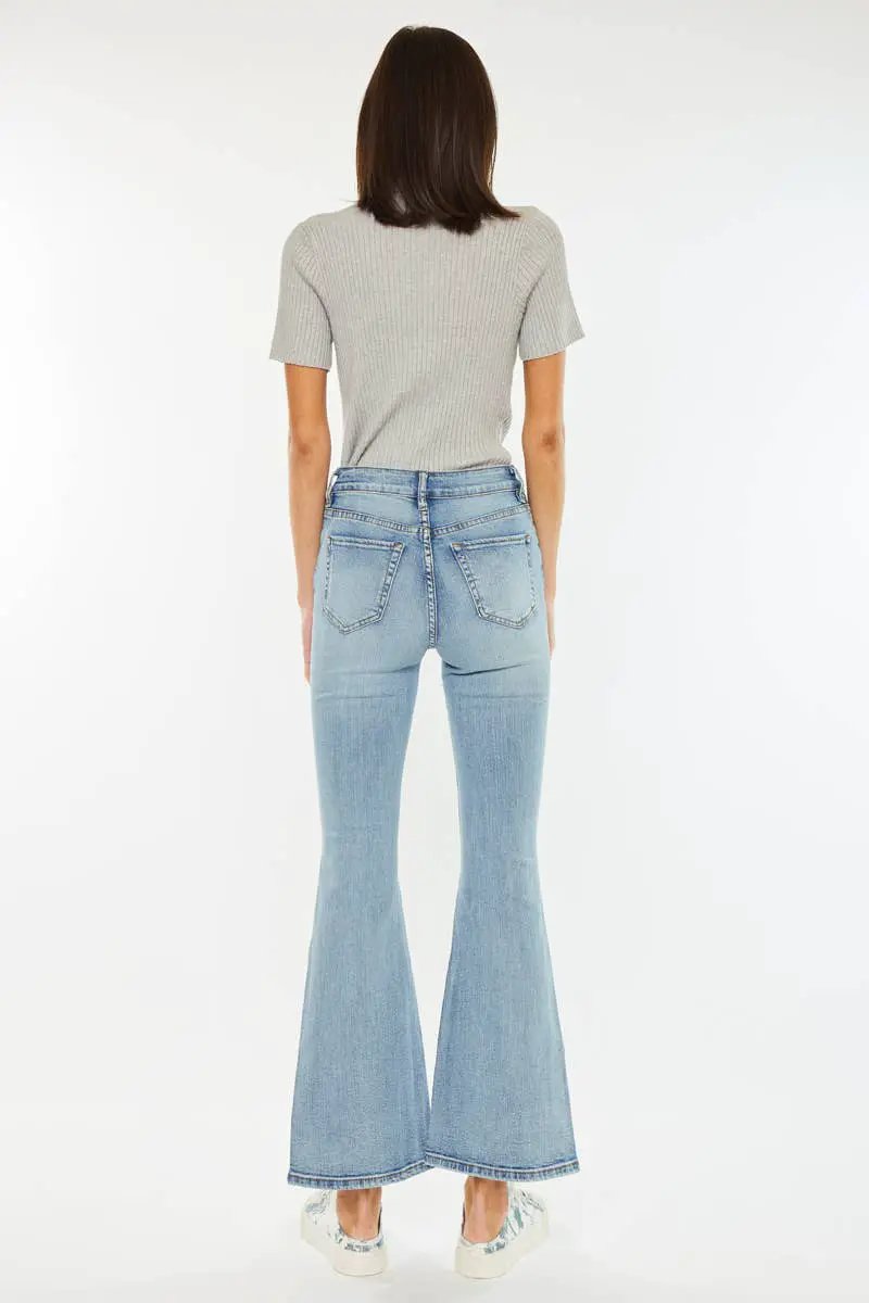 Nature Denim The Retro High Rise Flare Jeans: Light Wash - Jeans