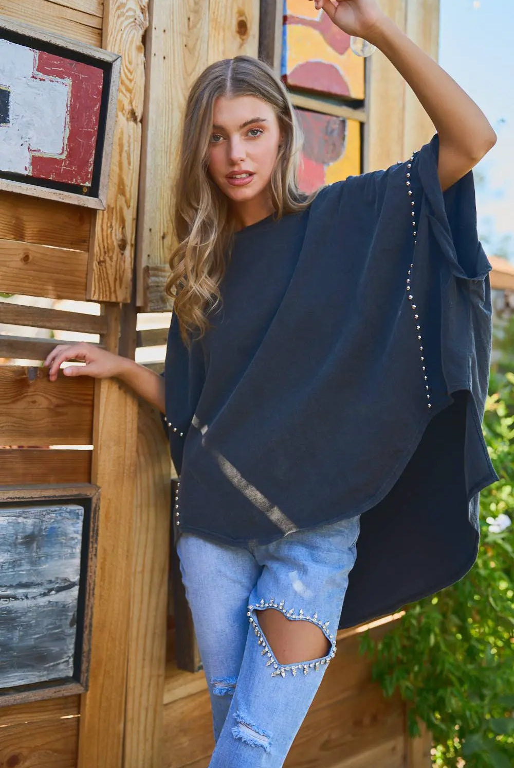 Blue B The Rebel Rhythm Studded High-Low Tee - T-Shirts
