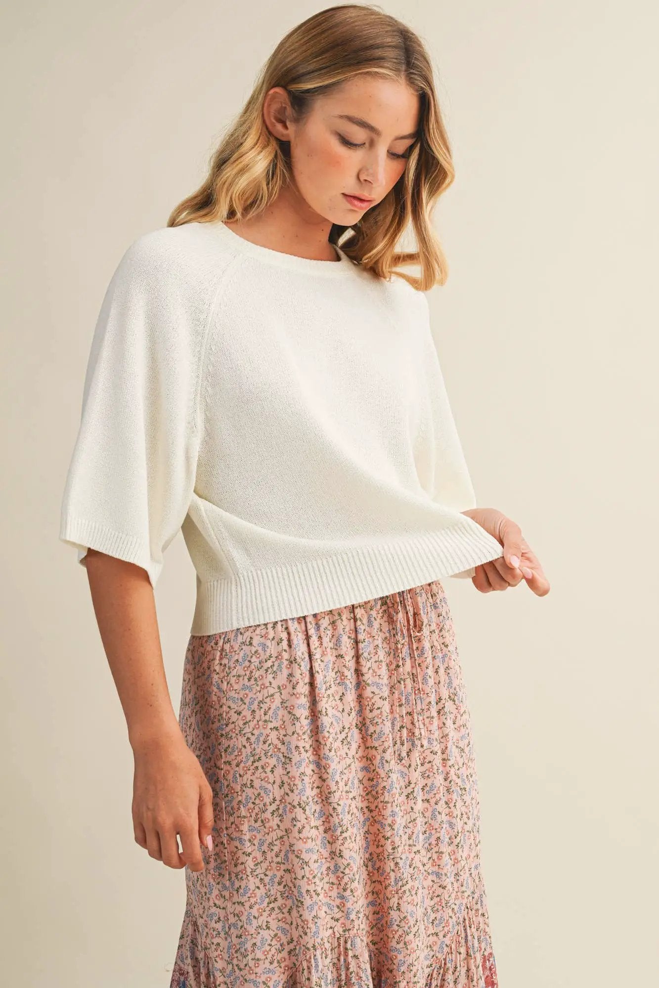 Mustard Seed Mustard Seed - RAGLAN SHORT SLEEVE SWEATER - Sweaters