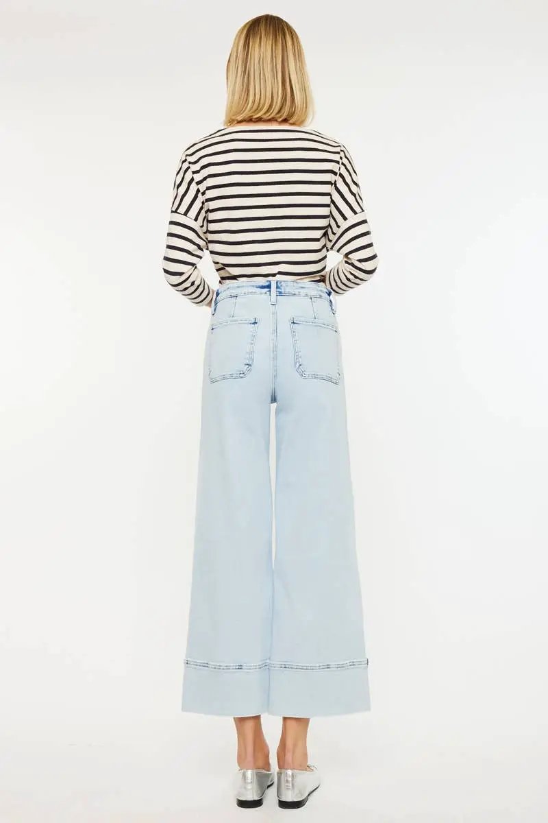 KanCan KanCan Kassie High Rise Cropped Wide Leg Acid Wash Denim Jeans - Jeans KANCAN JEANS