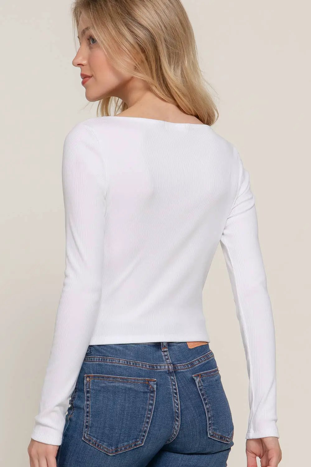 Active Basic | Active USA Active Basic | Active USA - Long Sleeve Boat Neck Brushed Rib Knit Top in Charcoal - Clothing Tops
