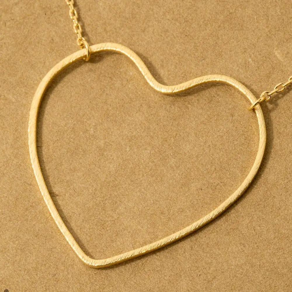 Fame Accessories The Heart Cutout Pendant Necklace: Gold - Necklaces