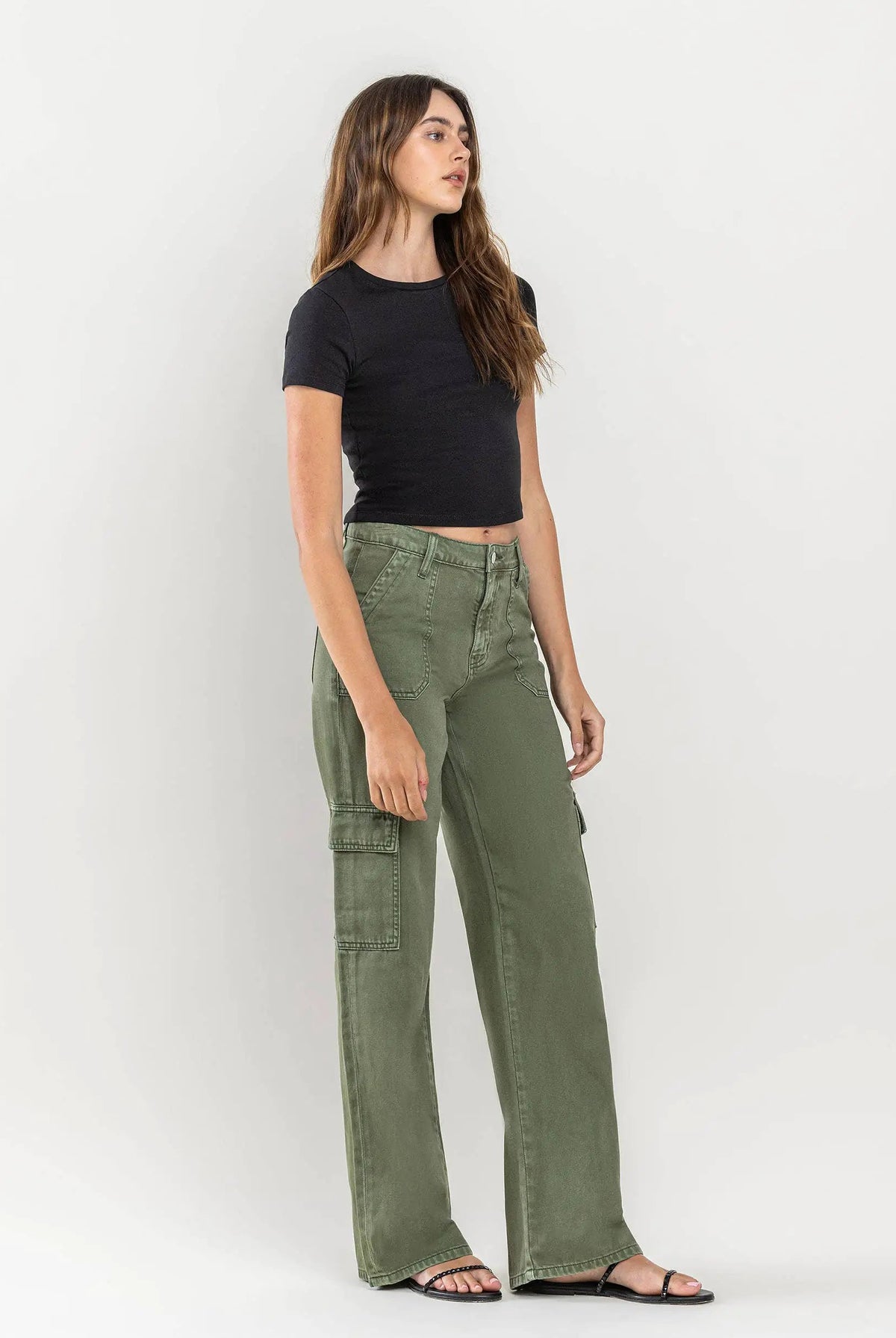 VERVET by FLYING MONKEY Vervet High Rise Utility Cargo Wide Leg Jeans - Jeans