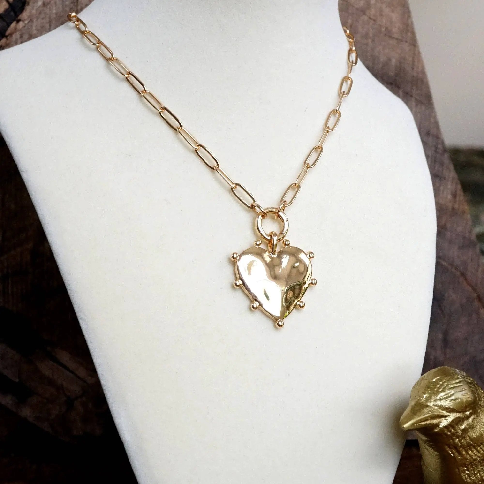 PennyLine inc The Rugged Heart Gold Paperclip Necklace - Jewelry modern spiky heart paperclip necklace