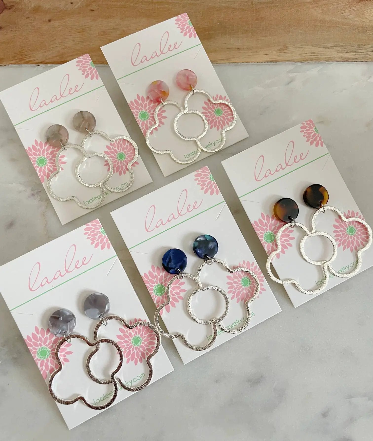 Laalee Jewelry Silver Clover Earrings, Acrylic Earrings, Summer Jewelry - Earrings