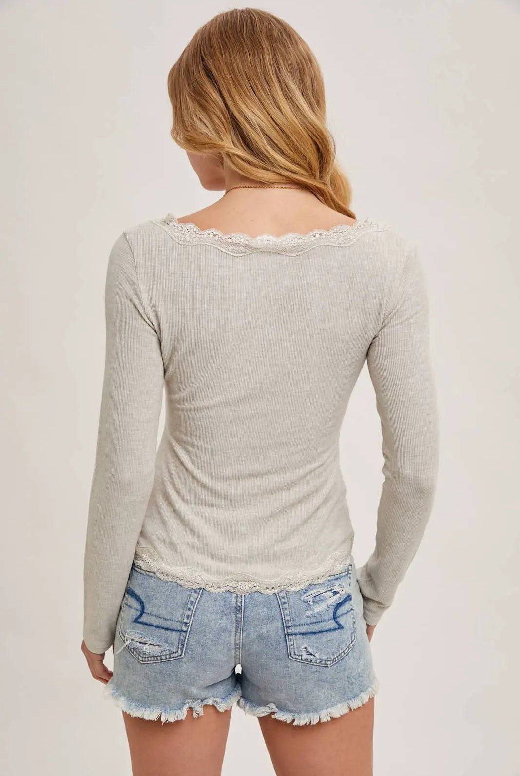 Bluivy Bluivy - Soft Romance Lace-Trim Button Down Knit Cardigan Top - Cardigans
