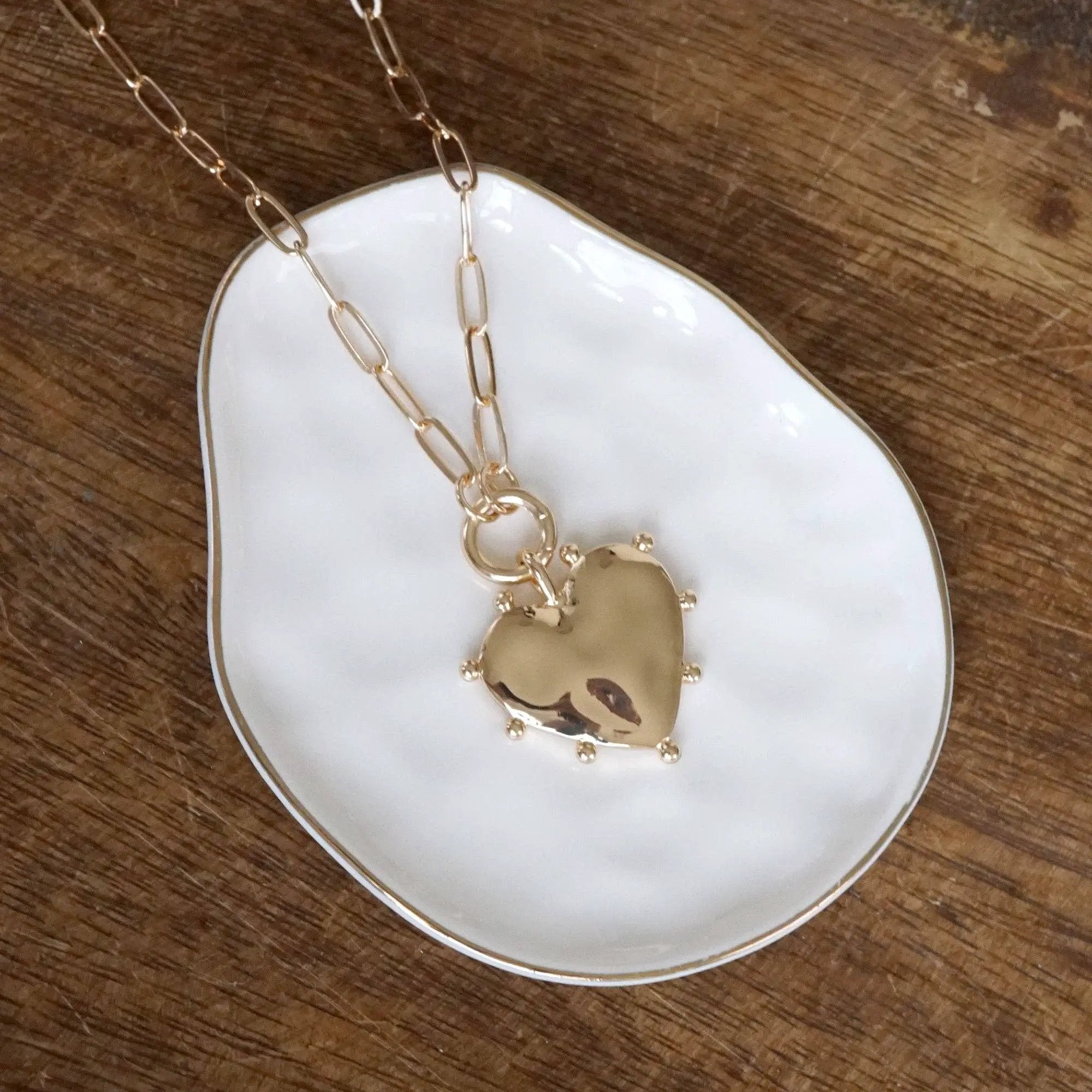 PennyLine inc The Rugged Heart Gold Paperclip Necklace - Jewelry modern spiky heart paperclip necklace