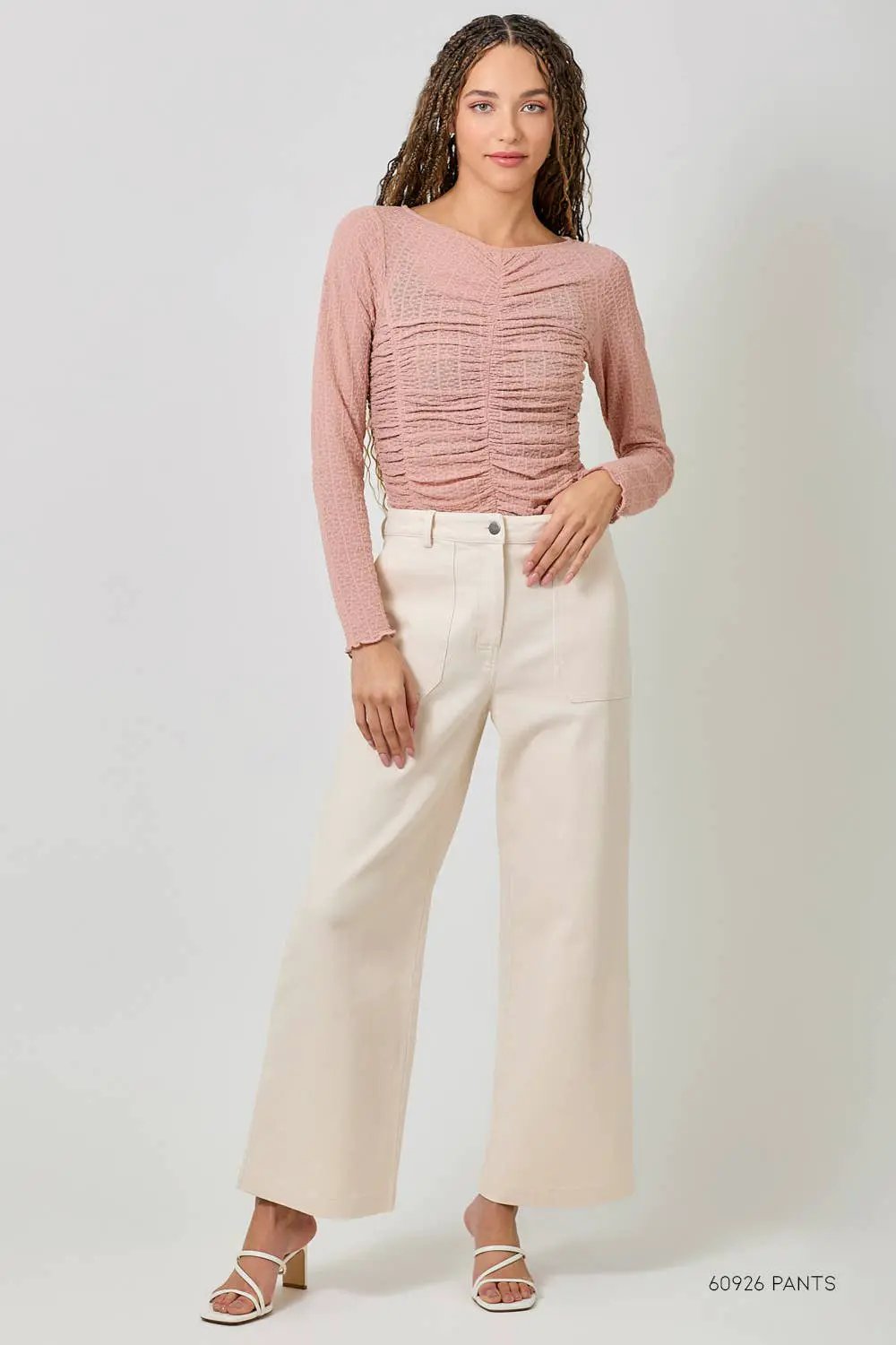 Mystree Mystree - Blushing Petals Lettuce Hem Mesh Layering Top - Blouses