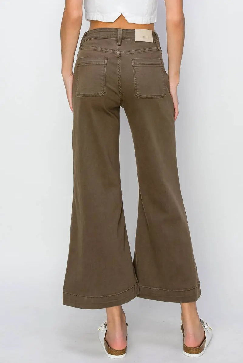 ARTEMIS VINTAGE Artemis Vintage High Rise Stretch Crop Palazzo Jeans - Jeans