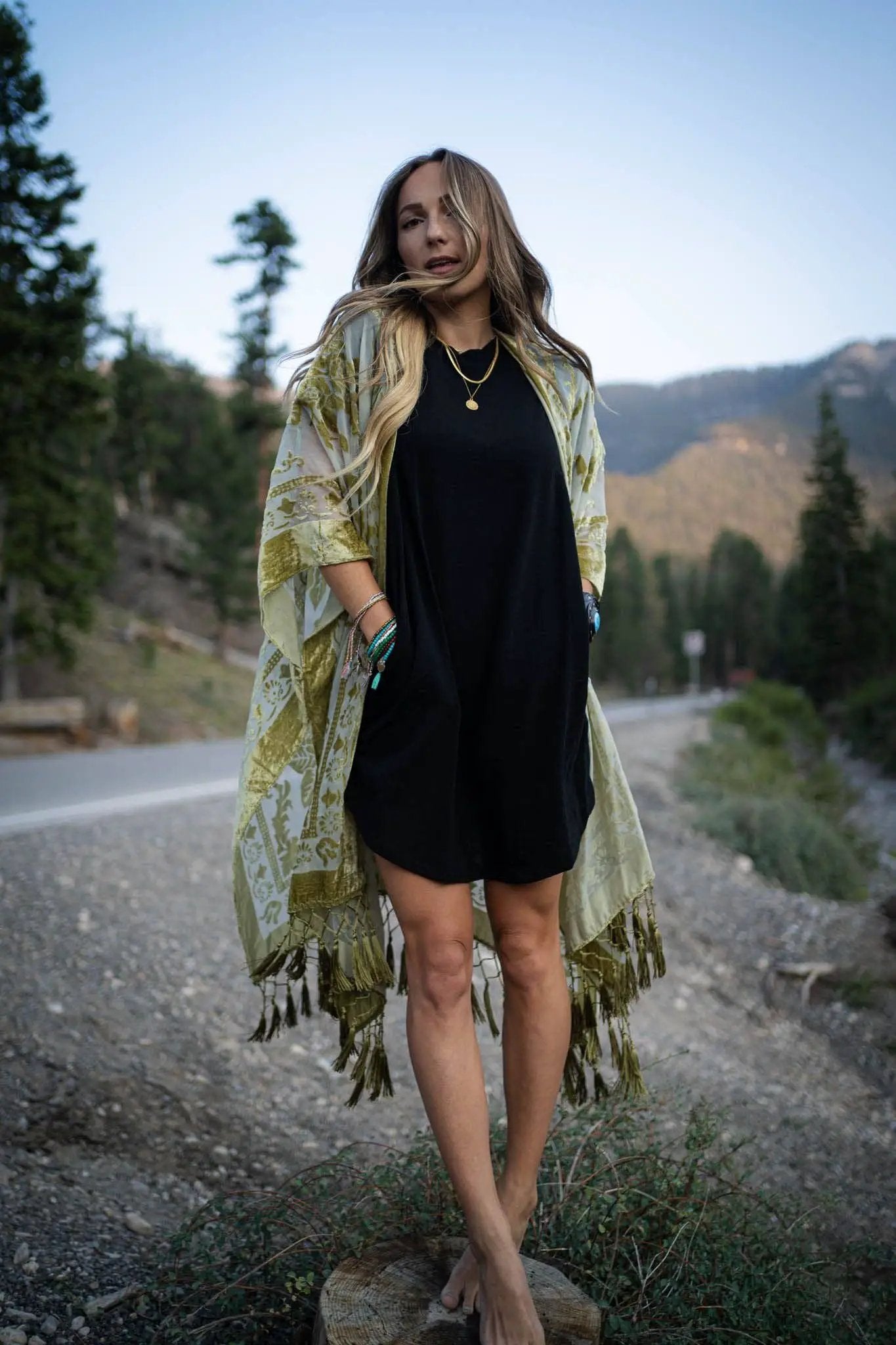 Three Bird Nest Three Bird Nest - Crushin' On You Velvet Kimono - Scarves & Shawls Three Bird Nest - Crushin' On You Velvet Kimono