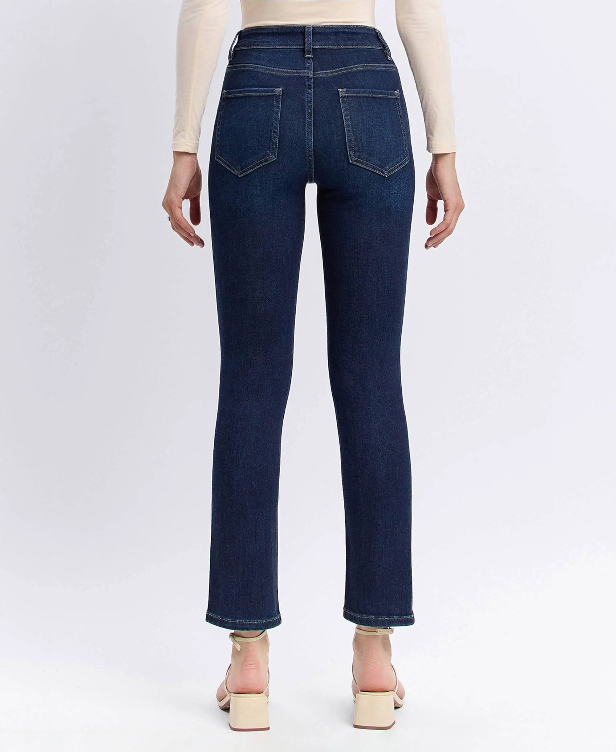 VERVET by FLYING MONKEY VERVET High Rise Ankle Slim Straight Jeans - Jeans