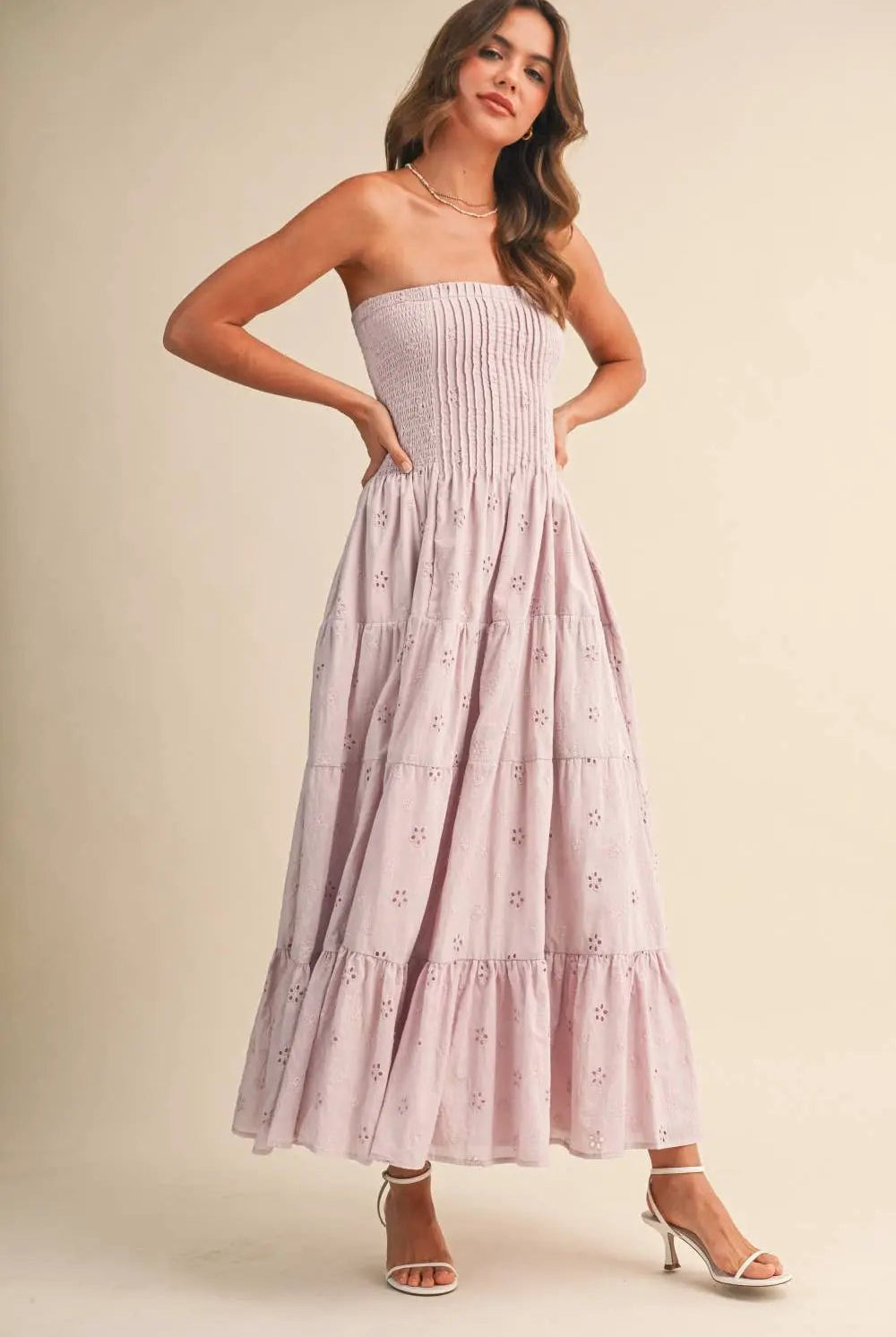 Klesis The Lavender Daydream Eyelet Midi Dress - Dresses
