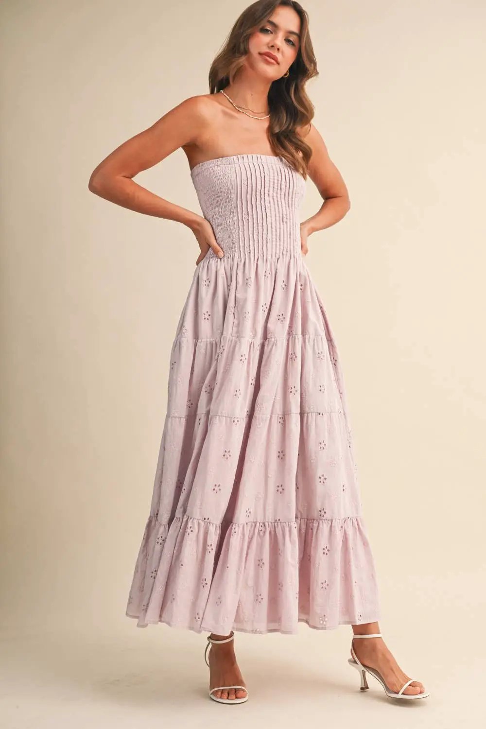 Klesis The Lavender Daydream Eyelet Midi Dress - Dresses