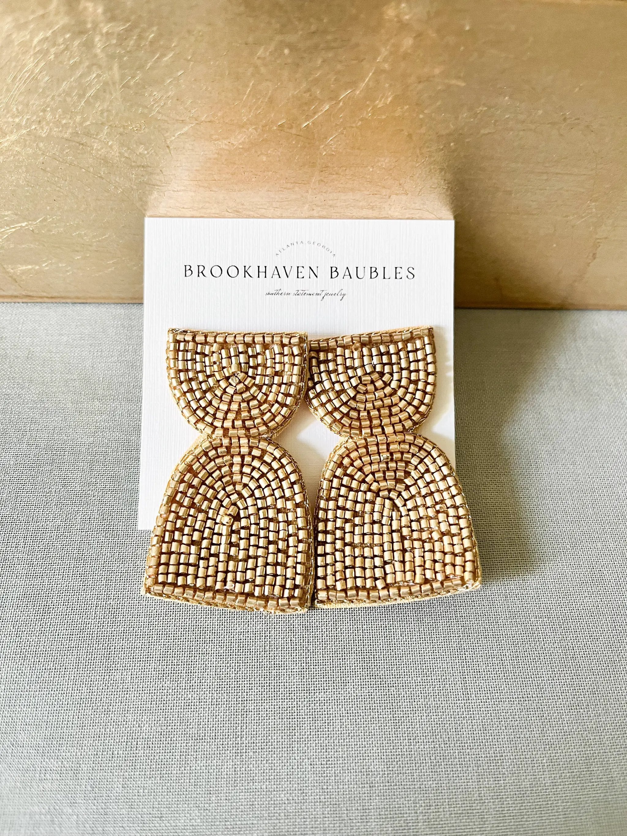 Brookhaven Baubles Metallic Geometric Arch Beaded Earring Silver and Gold - Earrings metallic geometric beaded earring