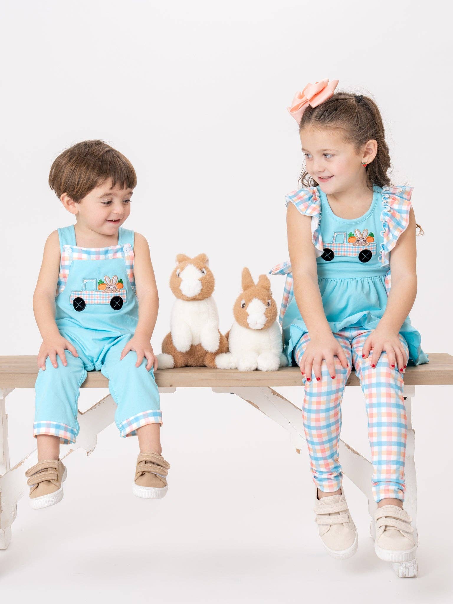 Marie Nicole Clothing Bunny Carrot Delivery Embroidered Ruffle Girl’s Set - Baby & Toddler Outfits