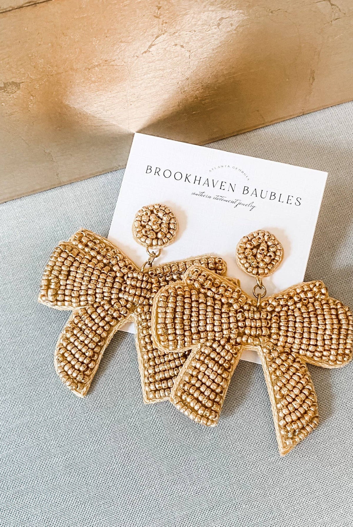 Brookhaven Baubles Gold Bow Beaded Statement Earrings - Earrings gold bow statement earrings