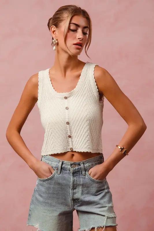 So Me Summer Breeze Chevron Knit Tank - Tank Tops chevron pattern lightweight tank top