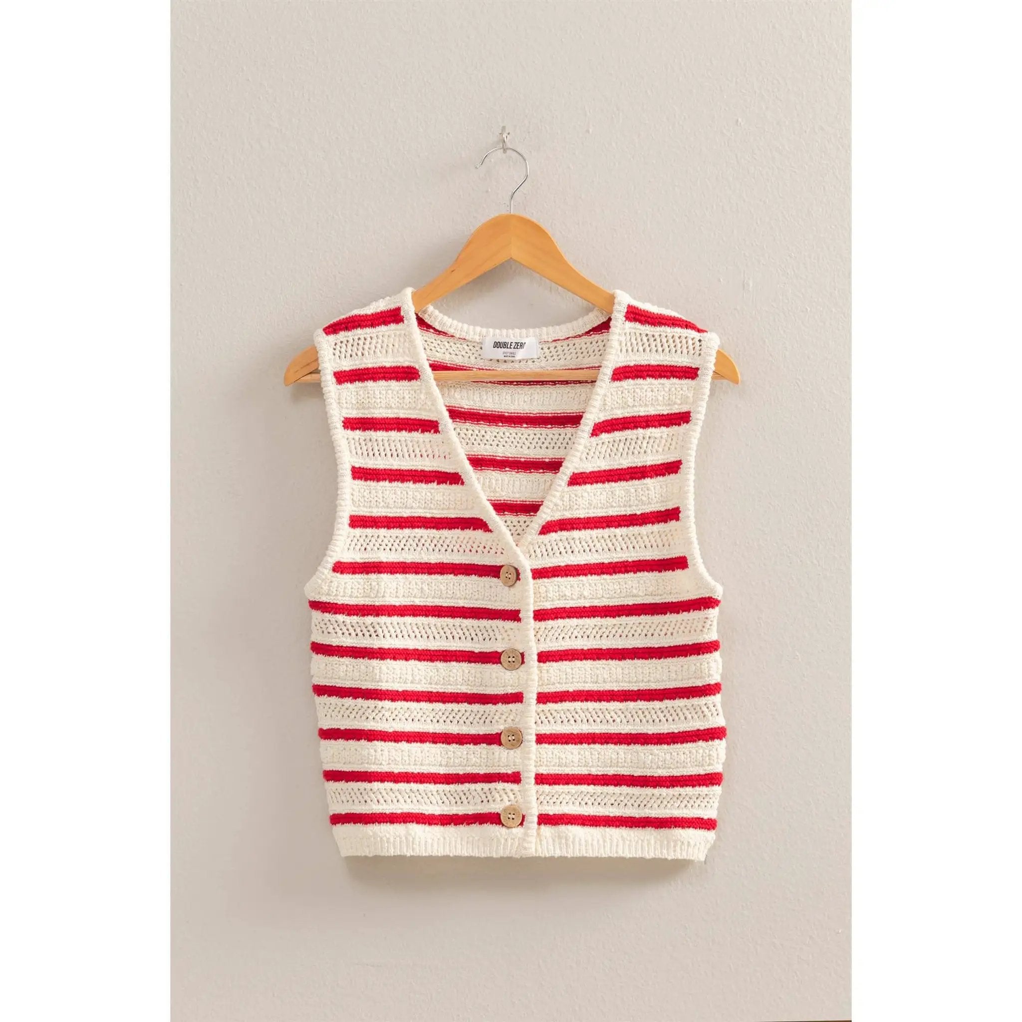 HYFVE HYFVE Striped Buttoned Sleeveless Vest - Tank Tops Sleeveless vest