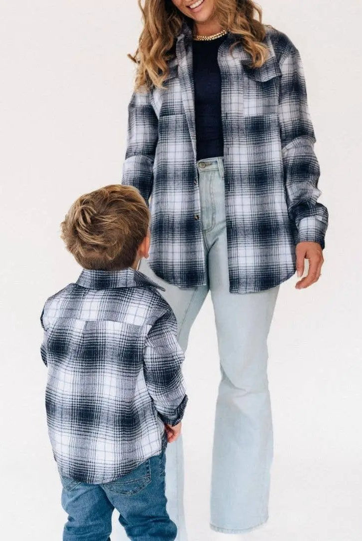HAHA MAMA Clothing Lightweight Navy Flannel - CHILD - Baby & Toddler Tops