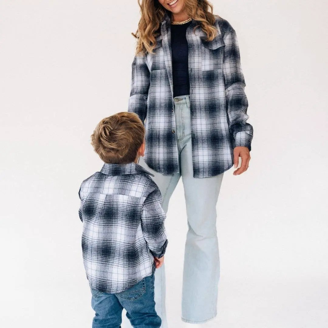 HAHA MAMA Clothing Lightweight Navy Flannel - CHILD - Baby & Toddler Tops