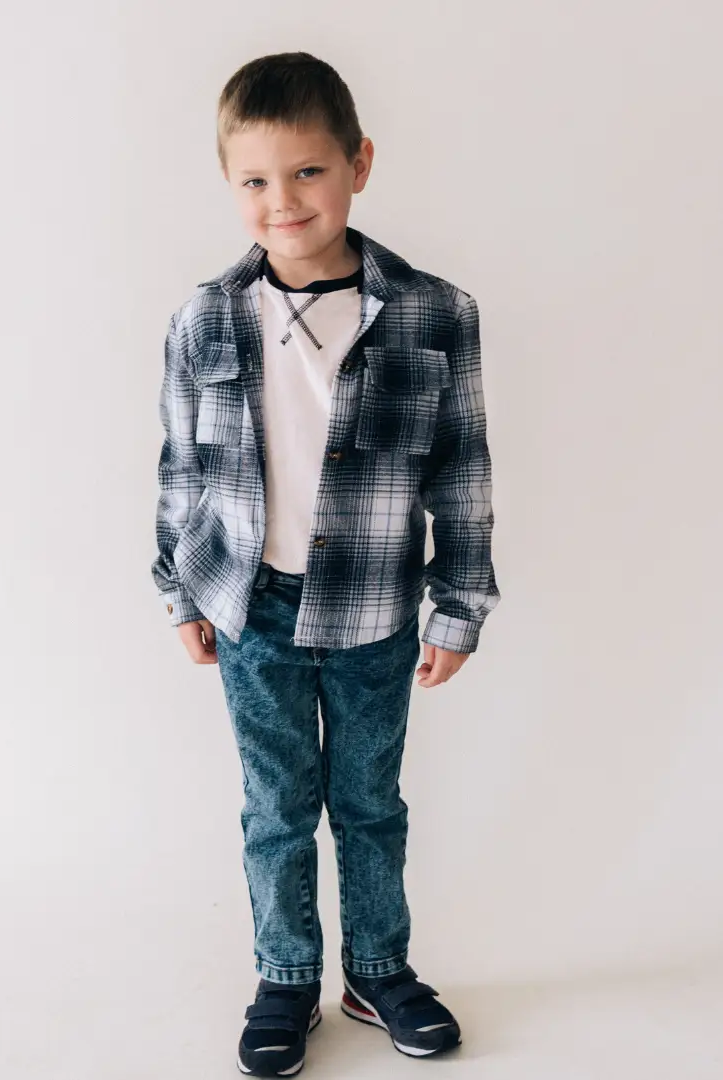 HAHA MAMA Clothing Lightweight Navy Flannel - CHILD - Baby & Toddler Tops