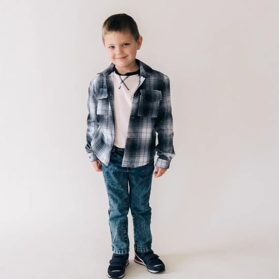 HAHA MAMA Clothing Lightweight Navy Flannel - CHILD - Baby & Toddler Tops