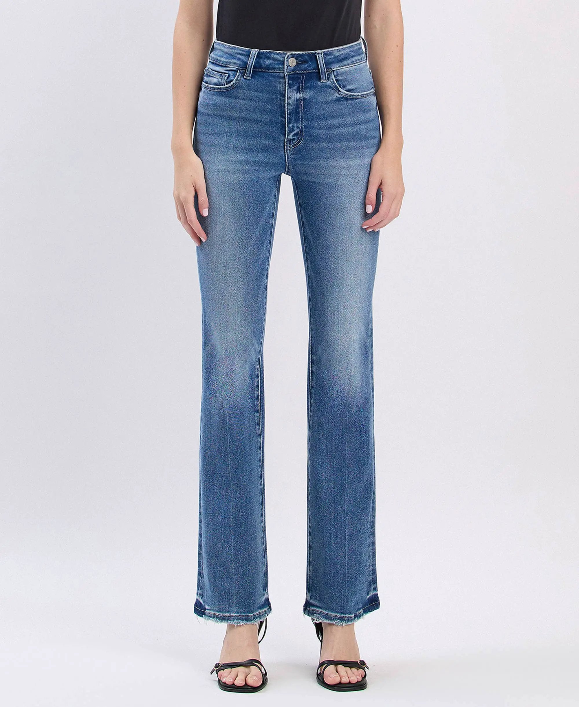 VERVET by FLYING MONKEY Vervet High Rise Full Length Bootcut Denim Jeans - Jeans