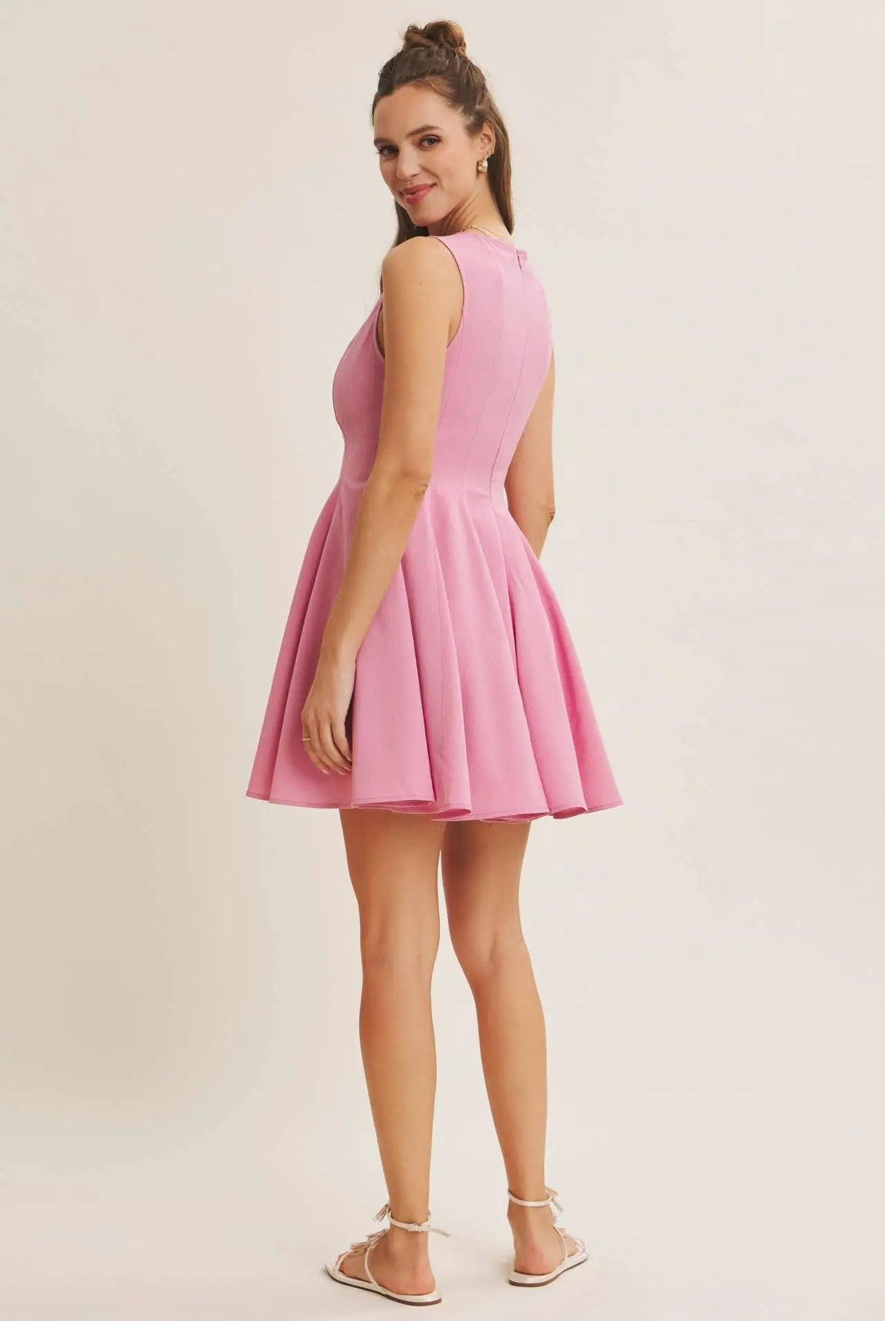 in february The Celebration Ready Fit And Flare Mini Dress: Orchid Pink - Dresses