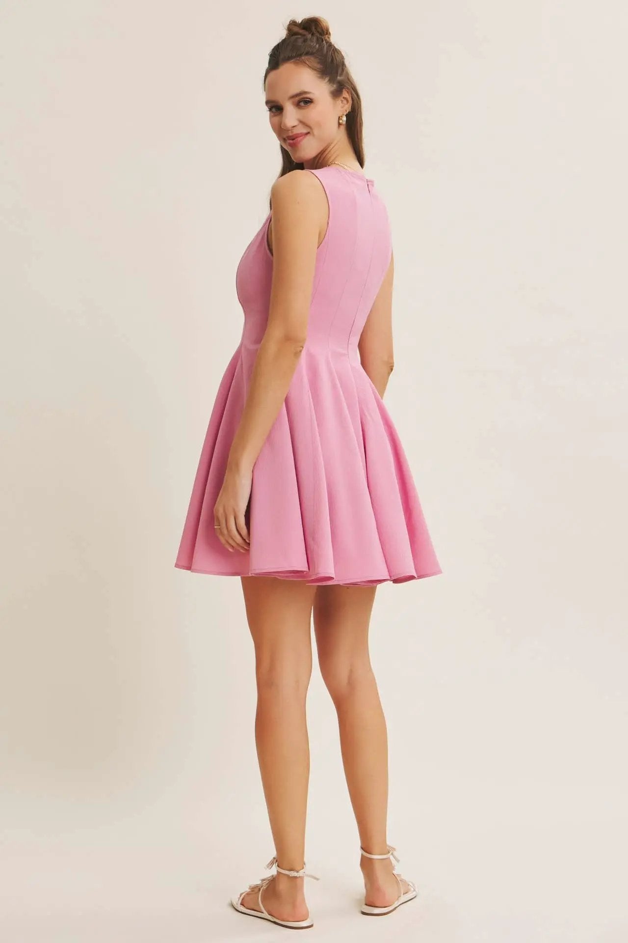 in february The Celebration Ready Fit And Flare Mini Dress: Orchid Pink - Dresses