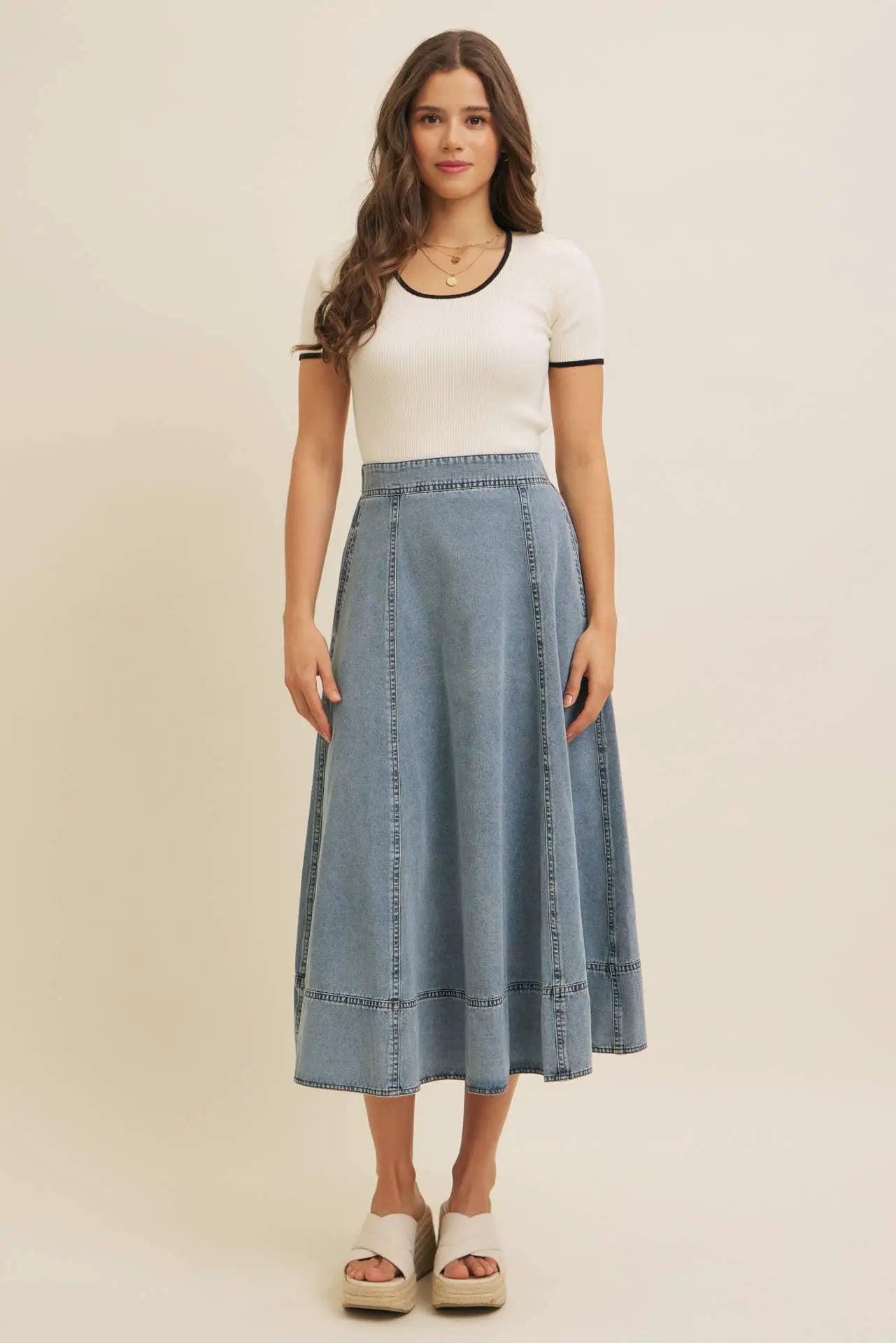 in february The Classic Charm Contrast Rib Sweater Top: Cream - Clothing Tops