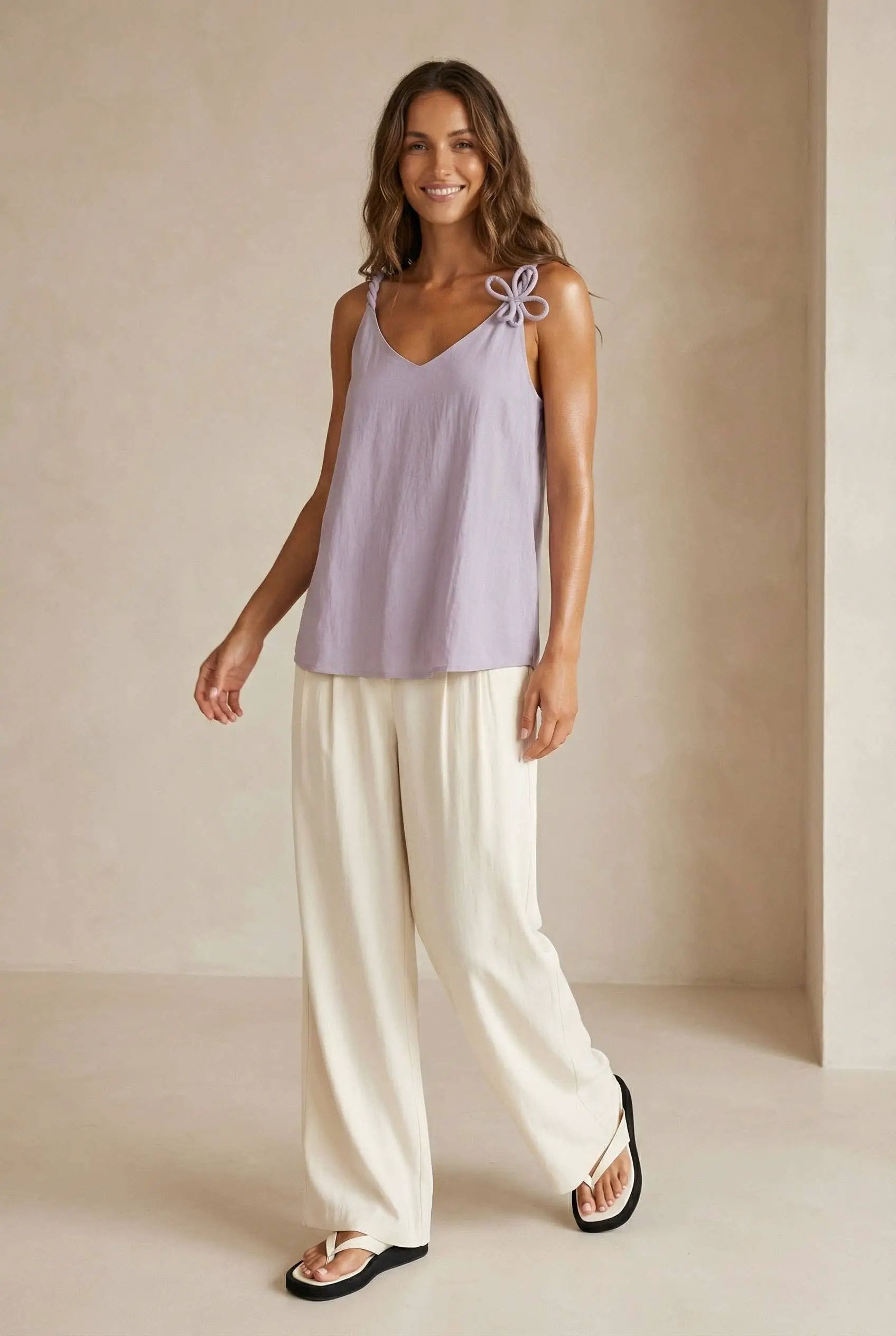 Naked Zebra The Twisted Flower Tank Top: Lavender - Tank Tops
