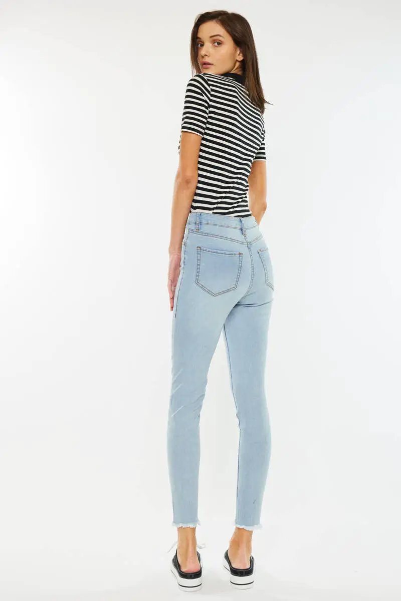 Nature Denim The High-Rise Button Fly Ankle Skinny - Light Wash - Jeans