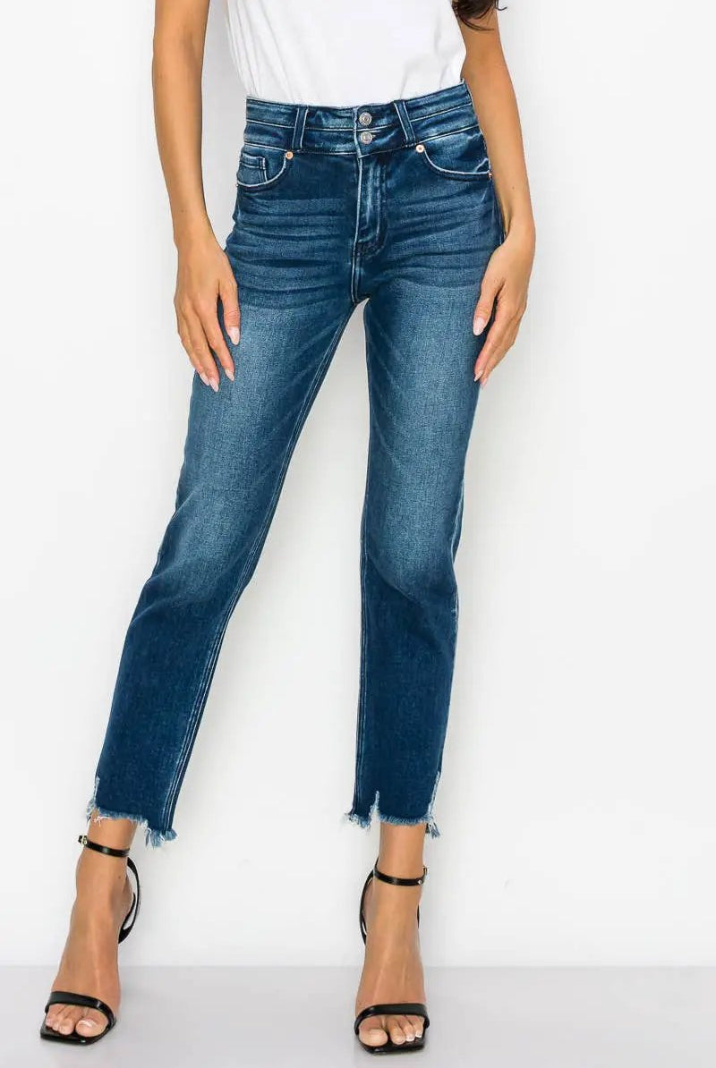 ARTEMIS VINTAGE The Artemis Plus Perfect Sculpted Double Waistband Straight Jeans – Dark Stone Wash - Jeans