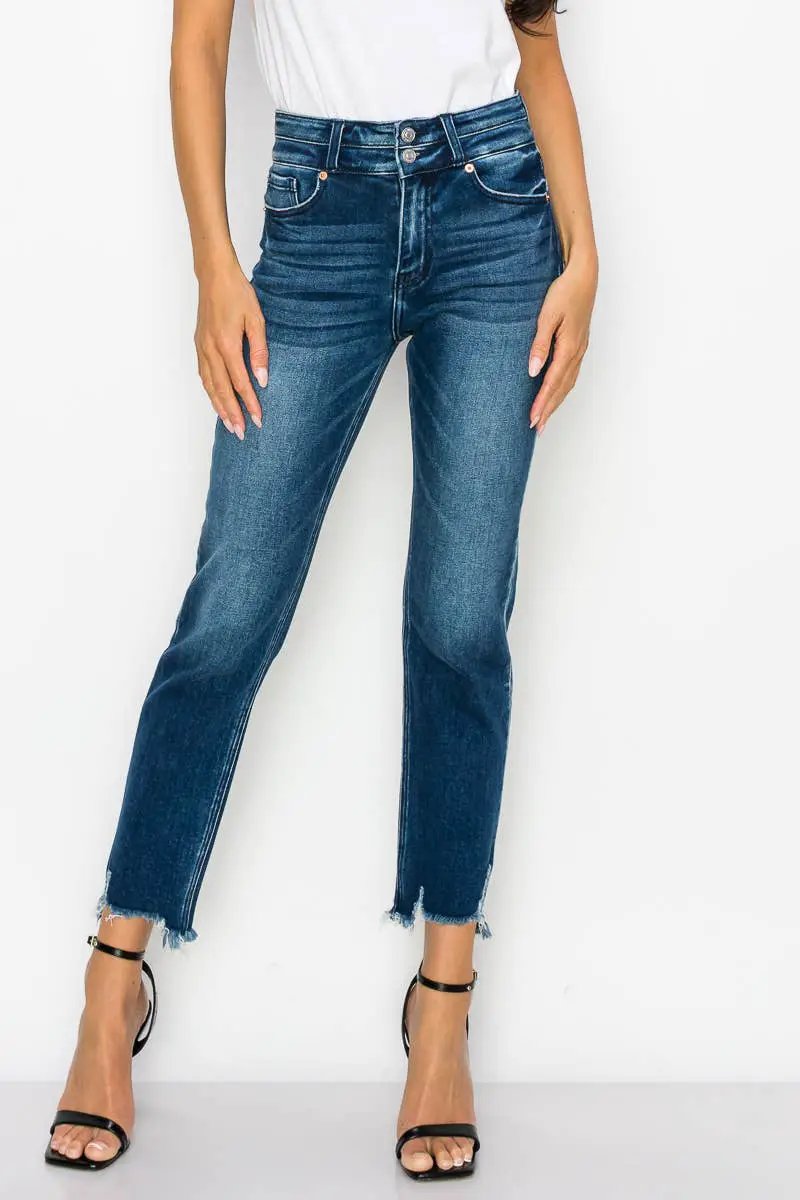 ARTEMIS VINTAGE The Artemis Plus Perfect Sculpted Double Waistband Straight Jeans – Dark Stone Wash - Jeans