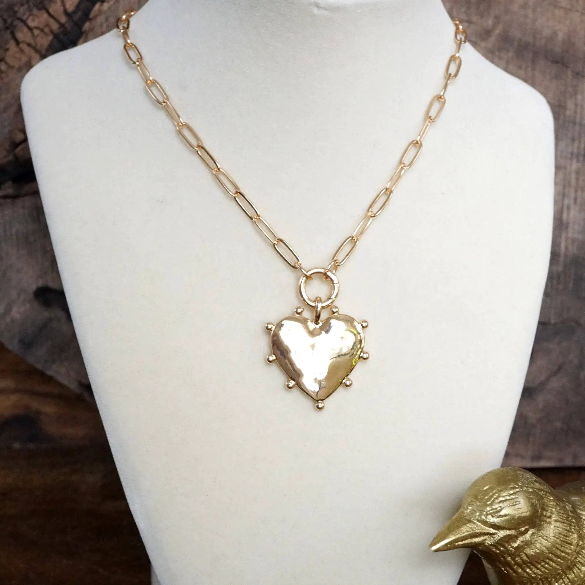 PennyLine inc The Rugged Heart Gold Paperclip Necklace - Jewelry modern spiky heart paperclip necklace