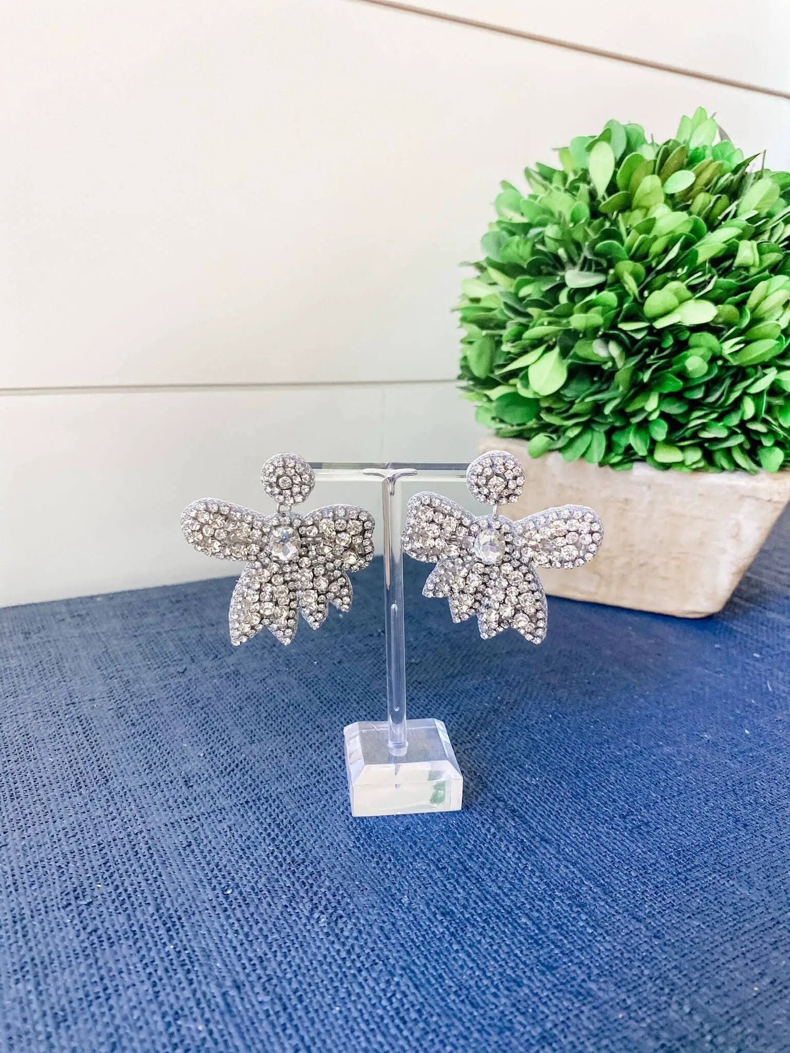 Brookhaven Baubles Crystal Bow Statement Earrings - Southern Jewelry - Earrings crystal bow statement earrings