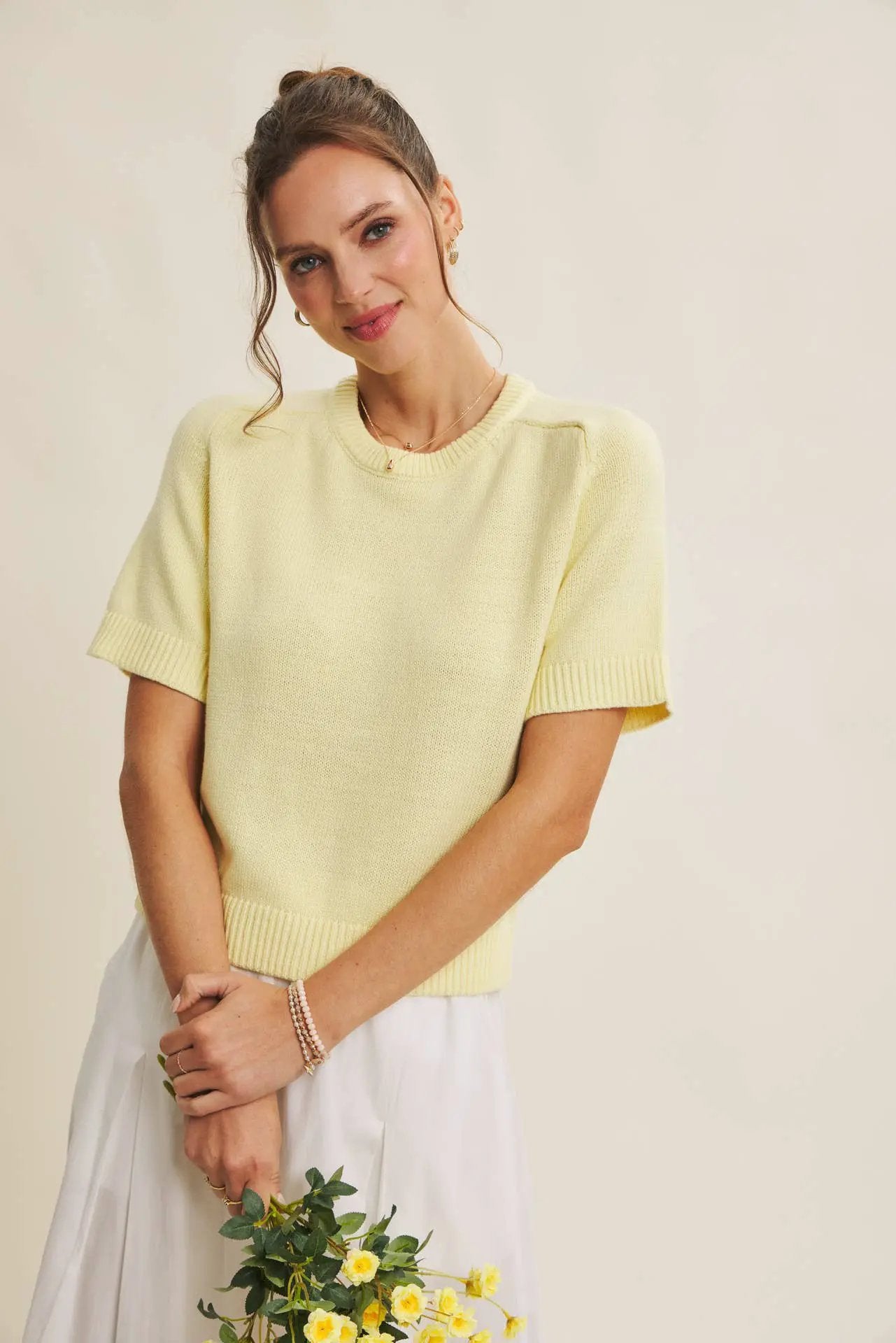 in february The Year-Round Essential Soft Raglan Sleeve Sweater Top: Lemon - Sweaters